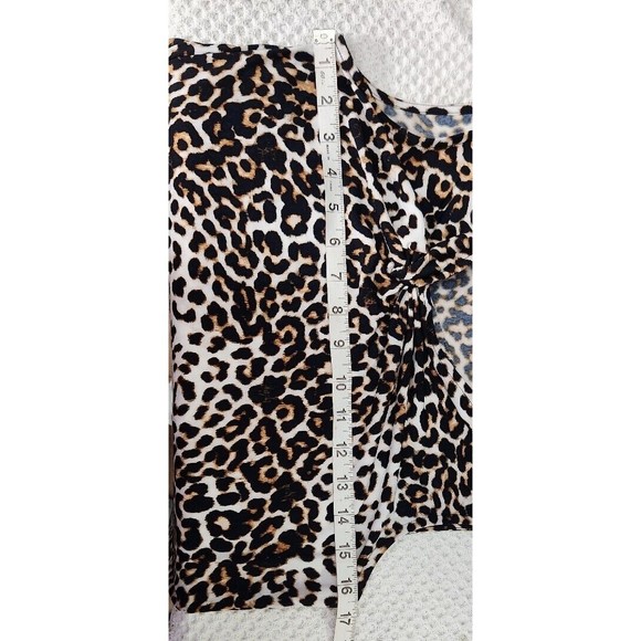 Chicos Party Dress Sz 0 (S) Stretch Midi Cheetah Animal Leopard Print Sleeveless - Picture 6 of 10